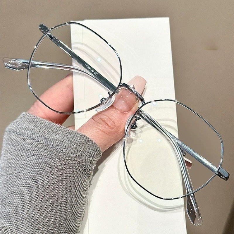 👓แว่นสายตาสั้น👓 -50~600° แว่นป้องกันแสงสีฟ้า กรอบแว่นทรงกลม แว่นตาแฟชั่นผู้ชายและผู้หญิง 1132