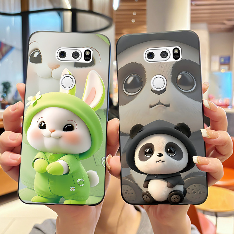 เคสโทรศัพท์สําหรับ LG V30/V30 Plus/V30S ThinQ/V35 ThinQ ซิลิโคนนุ่มสีดํากรณีน่ารักน่ารักรูปแบบการ์ตู