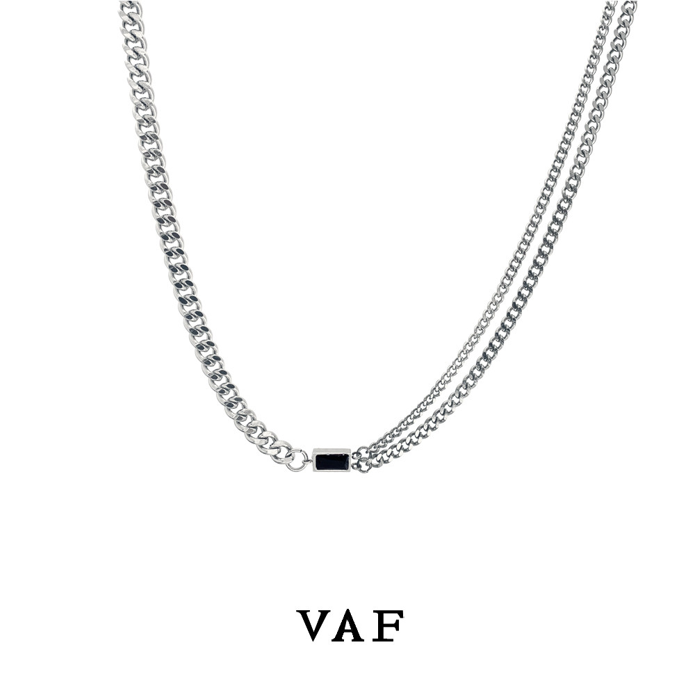 สร้อยมุก สร้อยคอ Cool Style VAF Street อินเทรนด์ Black Diamond Clavicle Chain