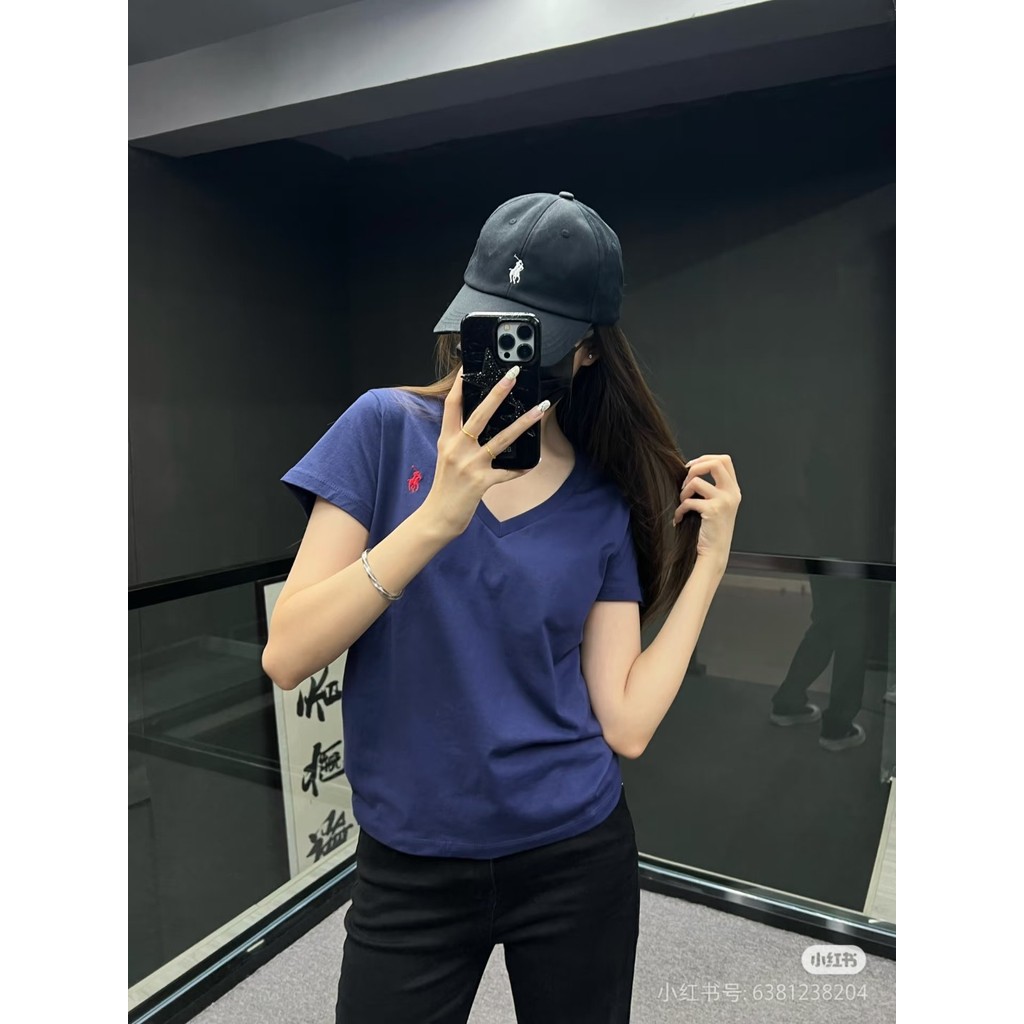 Y5B0 RL V Classic Basic Short Sleeve with QR Code, Soft and Breathable T Shirt