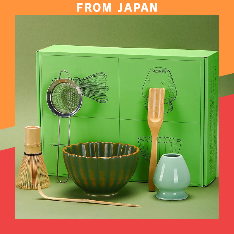 DiDiBirDi Matcha Set, Tea Ceremony 6-Piece Set, Matcha Bowl, Matcha Whisk Stand, Matcha Bamboo Scoop