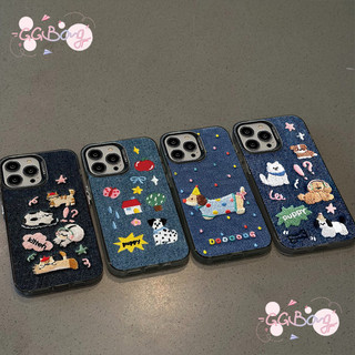 สำหรับ IPhone 17 15 12 11 16 air 13 14 Pro Max XS XR X Max 15 14 8 7 16 Plus ปักลายจุดลูกสุนัขลูกแมวผีเสื้อโบว์เชอร์รี่
