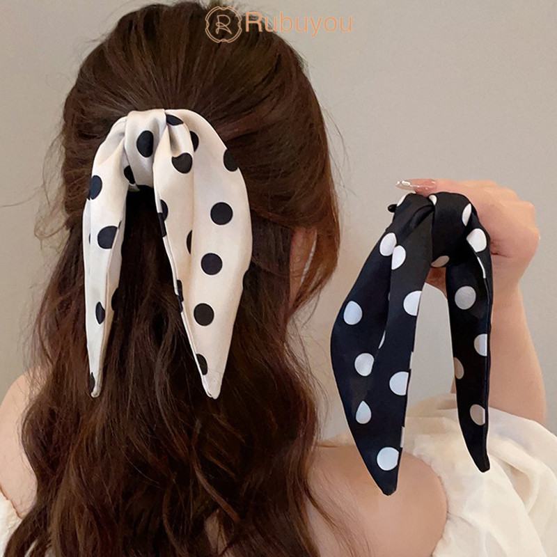 Rubuyou 2025 Polka Dot Bow ประดับโบว์ กิ๊บหนีบผม เกาหลี แฟชั่น เข้ากับทุกการแต่งกาย สําหรับมัดผมหางม้า สำหรับผู้หญิง-COD