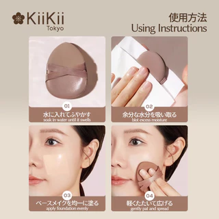 KiiKii พัฟทรงไข่แต่งหน้าแบบคู่ 2 ชิ้น พัฟสองด้าน พองตัวเมื่อโดนน้ำ ใช้เกลี่ยรองพื้นติดผิวดี