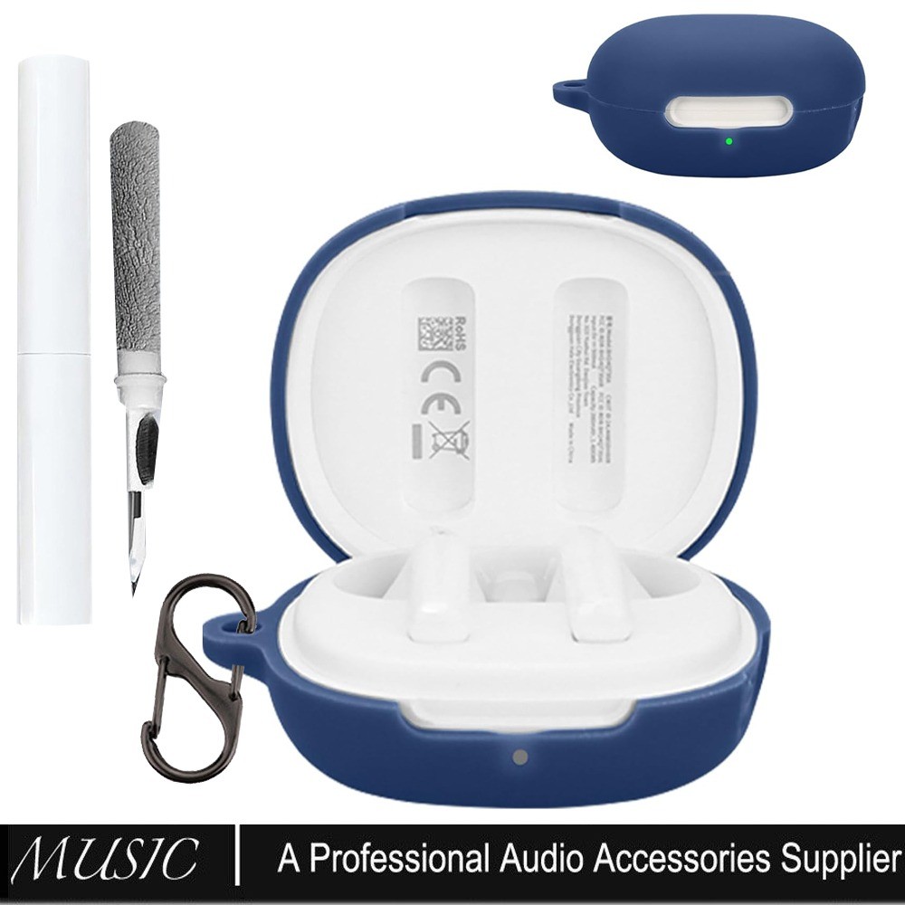 สําหรับ QCY AilyBuds E20 / AiyiBuds E10 ฝาครอบกรณีพร้อมชุดทําความสะอาด, เคสซิลิโคนผิวนุ่มพร้อมพวงกุญ
