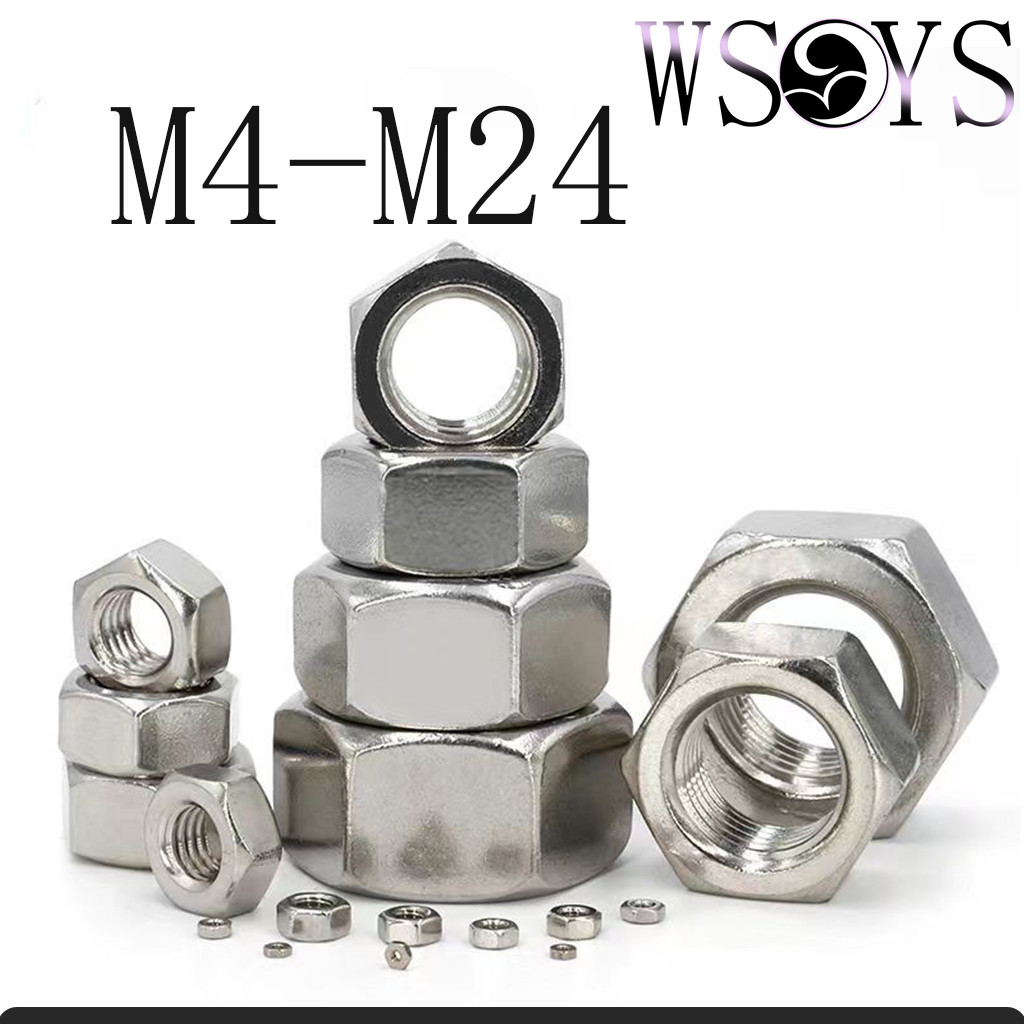 สแตนเลส 304 เกลียวมิล ละเอียด หัวน็อต ตัวเมีย หกเหลี่ยม/Hexagon Nut Fine Thread M4-M24[WSYS-MB-LM]