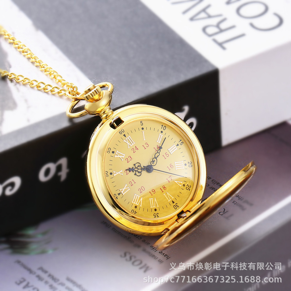 Delta Action Sayid นาฬิกาพกเกม Merchandise ของขวัญสร้อยคอนาฬิกาขัดเงา Retro Gold นาฬิกาพกขนาดใหญ่ GH