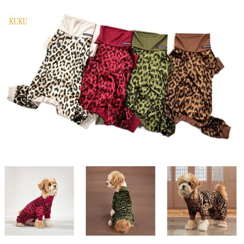 KU* Warm Velvet Dog Jumpsuit พิมพ์สัตว์สี่ขาออกแบบชุดนอนฤดูหนาวนุ่มสายพันธุ์เล็กชุดนอนสําหรับ Home R