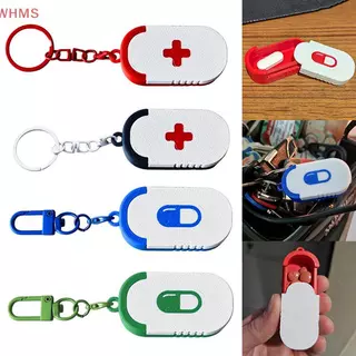 (WHMS) กล่องยาเลื่อนพวงกุญแจระบุ Multiplepartments Travel Pill Organizer แบบพกพา Pill Pod แท็บเล็ตกรณี