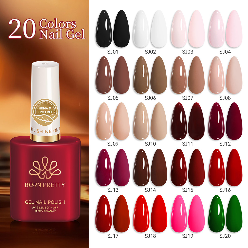 【Local】BORN PRETTY 20 สีเล็บเจล Super Bright Varnis กึ่งถาวรฤดูใบไม้ร่วงอินเทรนด์เล็บสําหรับ Home DIY เล็บ 15ml
