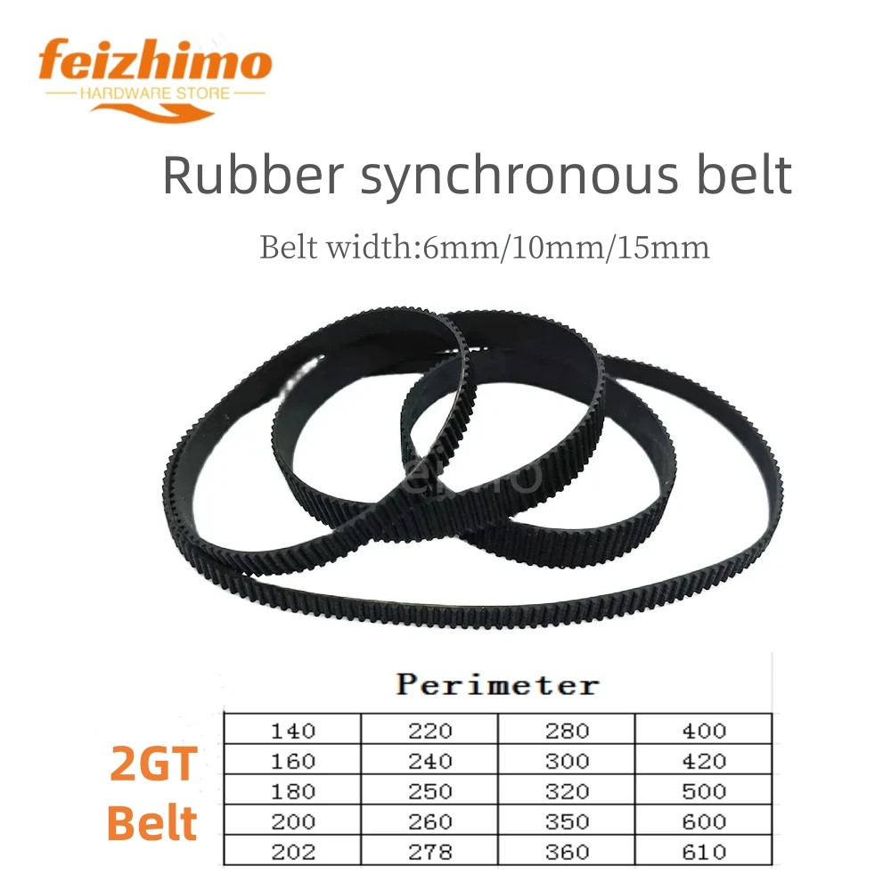 2GT GT2 Width 6/10/15mm Rubber Belt Synchronous Belt Circular Belt Circumference 140mm-610mm Suitabl