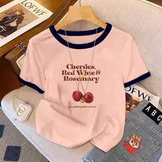 เสื้อสาวอวบสีชมพู ฤดูร้อนหวานเย็นสวมใส่เสื้อผ้าผู้หญิงสามารถเกลือหวาน และเซ็กซี่ฮอลิเดย์หน้าแขนสั้น เสื้อ ผ้า แฟชั่น ราค