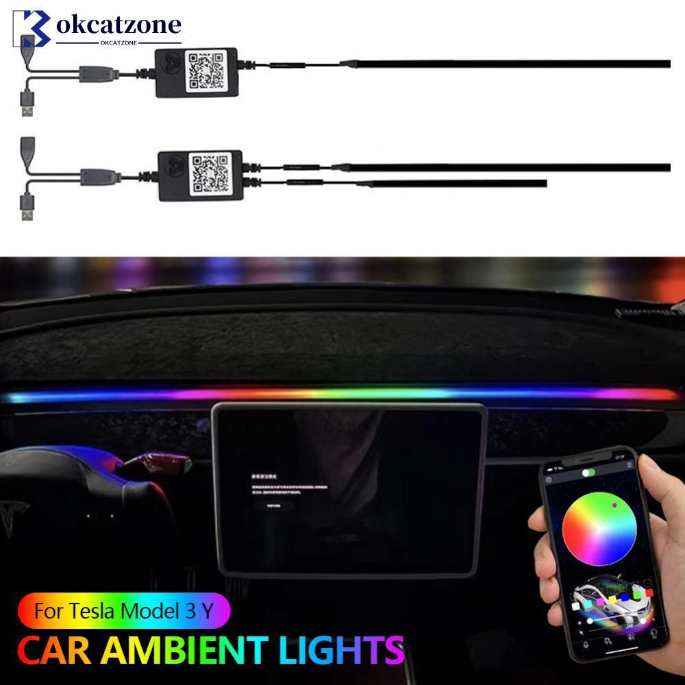 OKCATZONE 110 ซม.30 ซม.รถ Ambient ไฟ USB APP รีโมทคอนโทรล LED ภายใน RGB Symphony บรรยากาศโคมไฟสําหรั