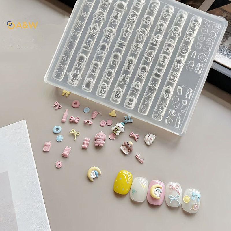 A & W 3D แม่พิมพ์ซิลิโคนตกแต่งเล็บ DIY Pochacco Design แม่แบบแม่พิมพ์สําหรับเล็บเครื่องประดับหัตถกรร