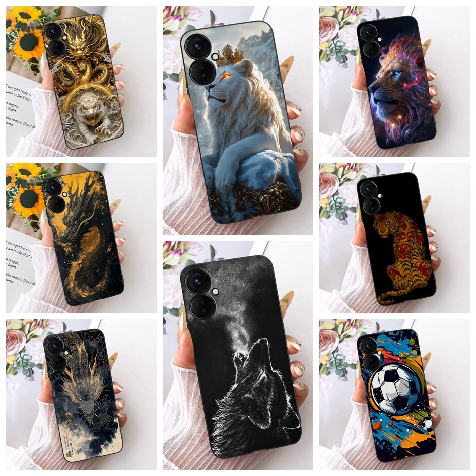 Cool การ์ตูนสําหรับ Tecno Spark 9 Pro KH7 ฝาครอบ Lion Wolf Dragon ซิลิโคนนุ่ม TPU ฝาหลังสําหรับ Tecn