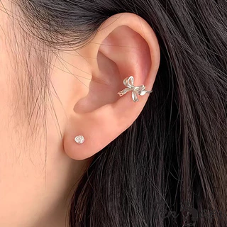 COD-ส่งเร็วจากไทย🎀1 คู่ ต่างหู ประดับโบว์ ไม่เจาะ ต่างหูแบบหนีบ สไตล์หรูหราแสง ละเอียดอ่อน สำหรับผู้หญิง-Ten