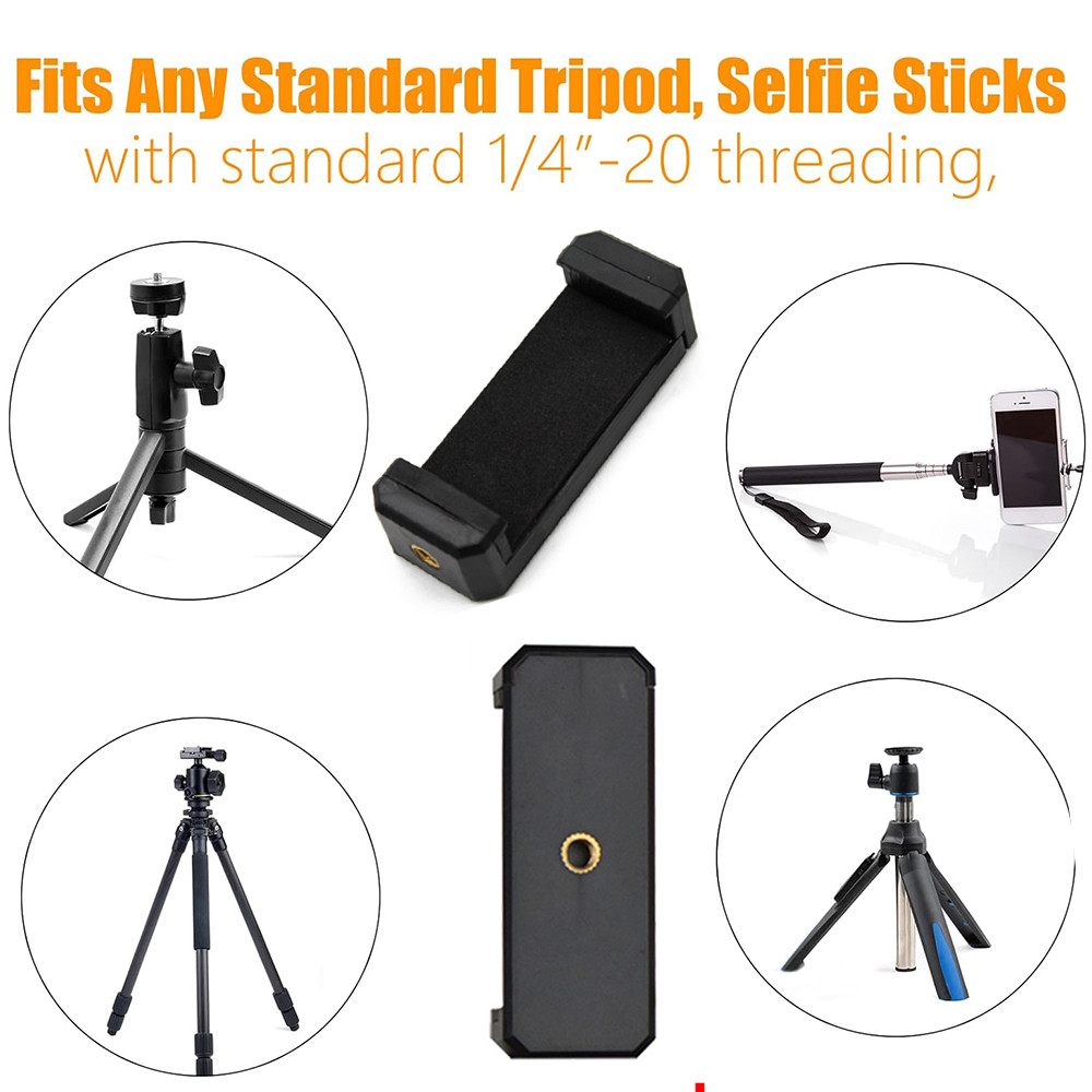 Dual 1/4 นิ้วโทรศัพท์ Clamp โทรศัพท์ Selfie Stick อุปกรณ์เสริมการถ่ายภาพคลิปถ่ายทอดสดขาตั้งกล้องยึดรองรับโทรศัพท์กว้าง 6-10 ซม.