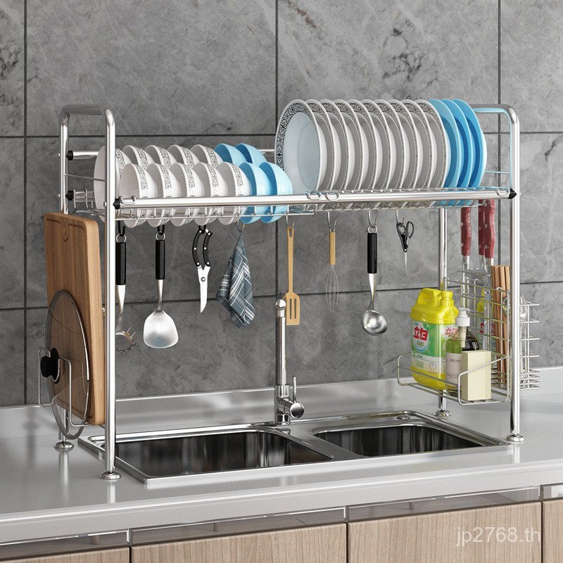 2สีดําชั้นวางจานอ่างล้างจานชั้นวางท่อระบายน้ําชั้นวางเครื่องล้างจานชั้นสแตนเลสครัวชั้นวางจาน ฉ4ul