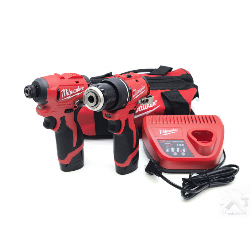 Milwaukee M12 BLP2D-202B CN ชุดคอมโบสว่านไร้สายลิเธียมไอออน | ชุดเครื่องมือไฟฟ้าสําหรับ ทําเอง และมืออาชีพ - รูปที่ 2