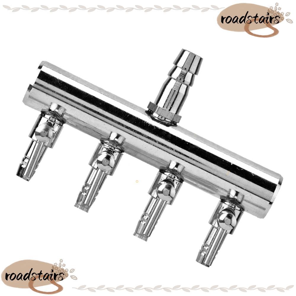ROADSTAIRS Aquarium Air Valve, 4 Way 8 มม.เปิด 4 มม.Air Flow Valve,กระแสเงินสดควบคุม 6 Way T รูปสแตน