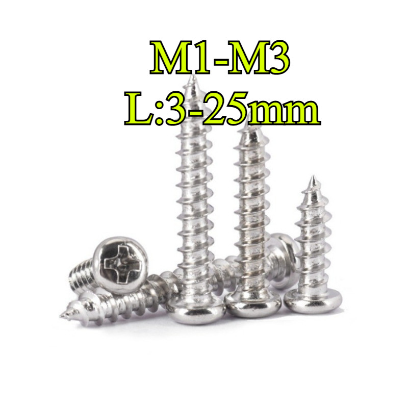 ((Nickel-Plated) สกรูแตะตัวเองหัวกลม PA Phillips M1/M1.2/M1.4/M1.7/M2/M2.3/M2.6/M3 (HJX-VN)