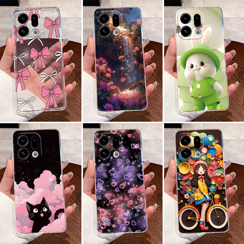สําหรับ OPPO ค้นหา X9 Pro 5G ใสหรูหราน่ารักรักกระต่ายตลก Slim Soft TPU ซิลิโคนสําหรับ OPPO FindX9 X9Pro เคสโทรศัพท์