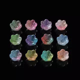 20 ชิ้น ลูกปัดแก้วดอกไม้ Gradient Lily of the Valley รูปกล้วยไม้ ดอกไม้ ไล่โทนสี 11*12mmDIY ต่างหู กำไล สร้อยคอ