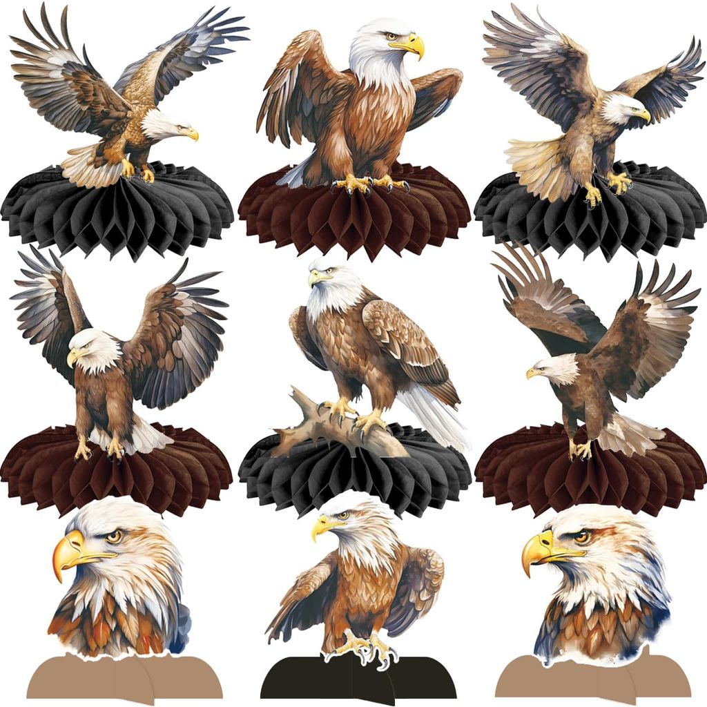 Eagle Party Honeycomb Centerpieces 4th of July Eagle Table Centerpieces Independence Day 11Pcs Bald 