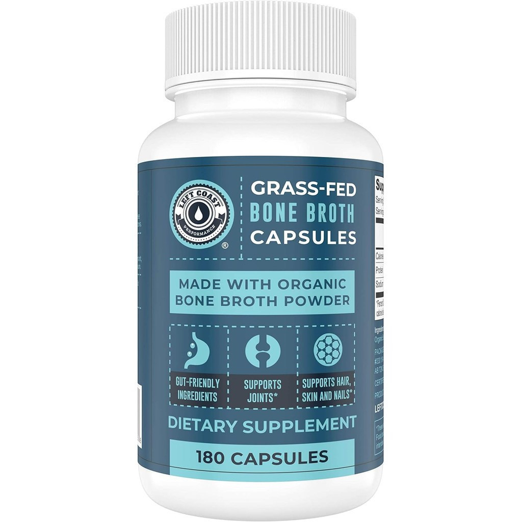 Grass-Fed Bone Broth Capsules พร้อมคอลลาเจนจากผงน้ําซุปกระดูกออร์แกนิก อาหารเสริมคอลลาเจนสําหรับเล็บ
