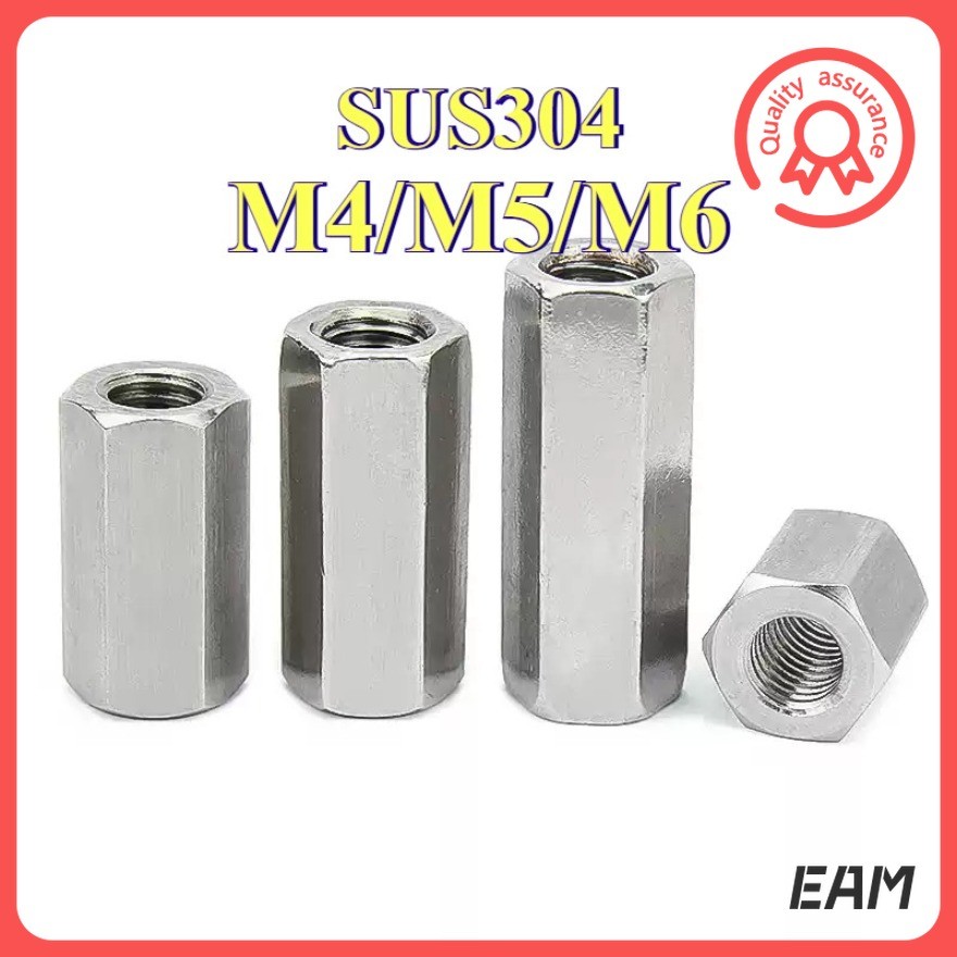 304 สแตนเลส double pass ฐานหกเหลี่ยมสตั๊ดแยกคอลัมน์ถั่วคอลัมน์ยาวน็อตหกเหลี่ยม M4/M5/M6 EAM-FC