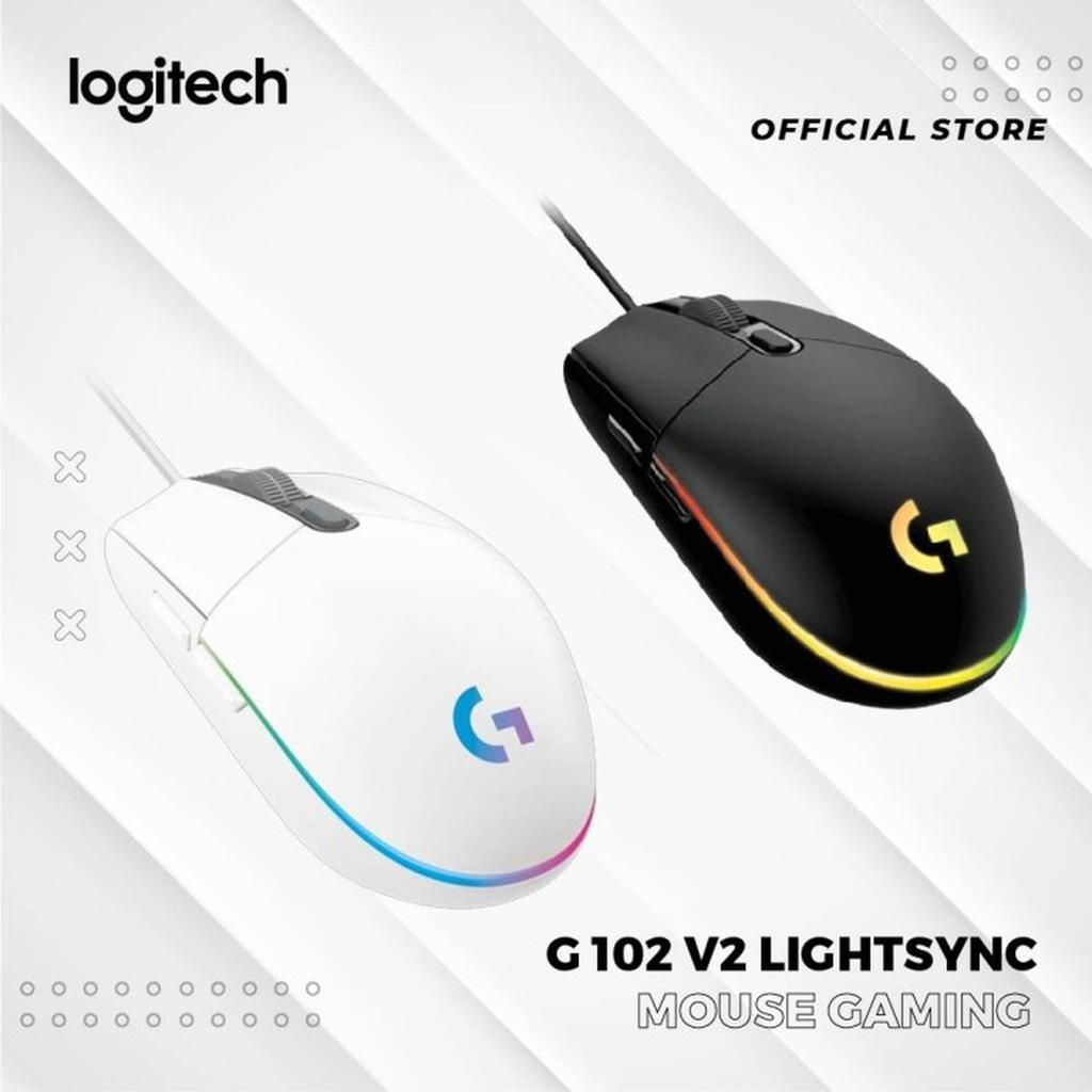 เมาส์เกมมิ่ง Logitech G102 Lightsync - สีดํา/ขาว