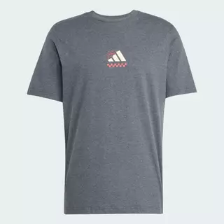 adidas ไลฟ์สไตล์ เสื้อยืดพิมพ์ลาย Lounge Pizza ผู้ชาย สีเทา JN2400