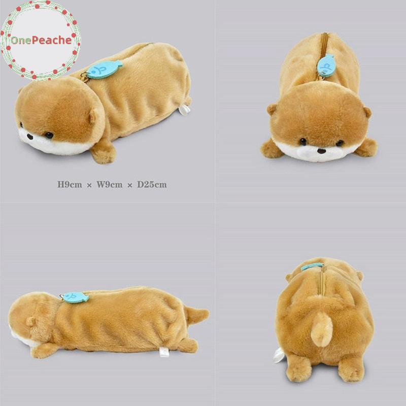 OnePeache Cute Little Otter Plush Pencil Case Cartoon Animal Doll Pen Bag Stationery Storage School Supplies Plush Pencil Cases TH