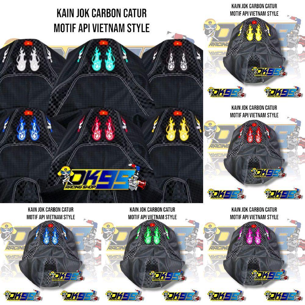 ผ้าคลุมเบาะหนัง V3 Mix Carbon Chess Fire Motif V2 สไตล์โลโก้เวียดนาม Universal สําหรับรถจักรยานยนต์ท