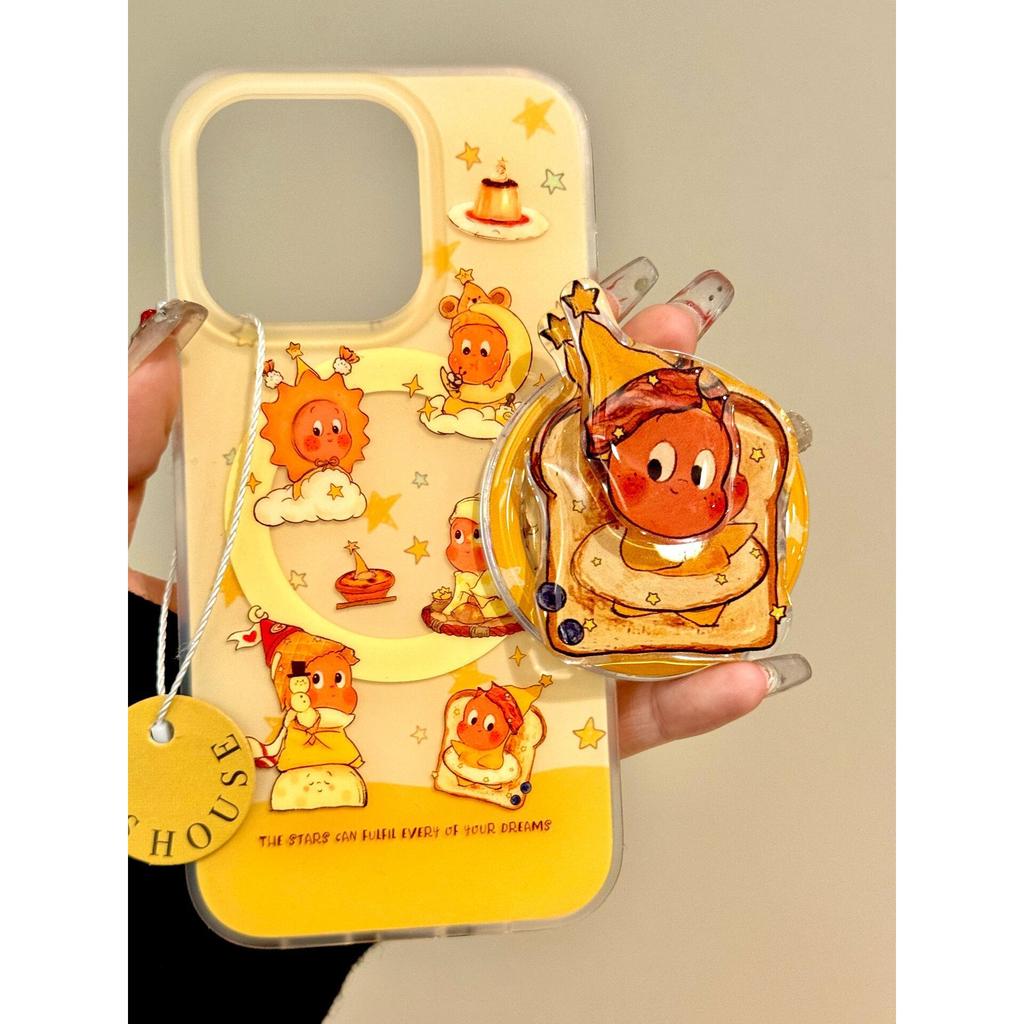 Sidos น่ารัก Toast Star Villain เปิดวงเล็บแม่เหล็กเหมาะสําหรับ ihone16promax Apple 15pro เคสโทรศัพท์