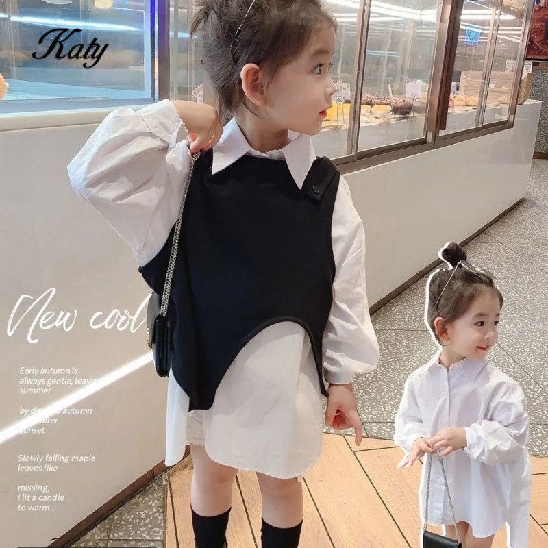 เสื้อเชิ้ตแขนยาวสไตล์เกาหลีสำหรับเด็กหญิง น่ารัก เหมาะสำหรับฤดูใบไม้ร่วงเสื้อผ้าเด็กผู้หญิง