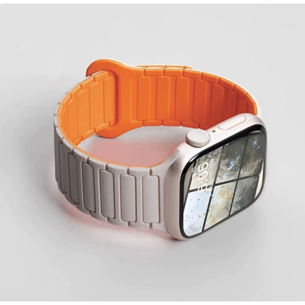 ซิลิโคนแม่เหล็กแฟชั่นสไตล์กีฬาชาย/app-le iwatch9se S10 สายเรียบง่าย iwatch8765/ultra