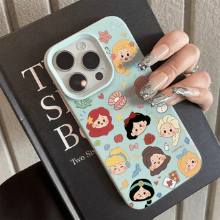 ส่งจากเมืองไทย เคสโทรศัพท์12 การ์ตูนเจ้าหญิงสวย เคสด้านลายลิ้นจี่ For IPhone17 16 13 11 12Pro 14 15PRO MAX 7/8PLUS XR/XS