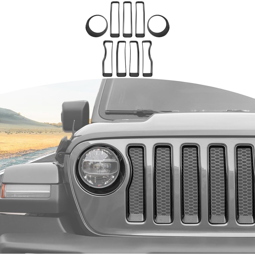 RT-TCZ สําหรับ Wrangler JL ตาข่ายด้านหน้า Grille Grill ใส่ไฟหน้าสําหรับ Jeep Wrangler JL JLU 2018-20