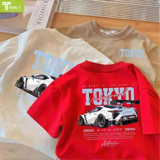 เสื้อยืดแขนสั้นสำหรับเด็กสไตล์เกาหลีแฟชั่นลายรถยนต์ 9 สี จากร้าน Kids T เนื้อผ้าโซโรนา เหมาะสำหรับเด็กชายหญิง #3
