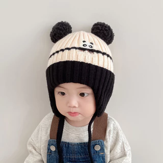 หมวกถักไหมพรม ขนปุยนุ่ม ลายการ์ตูนหมีน่ารัก ให้ความอบอุ่น แฟชั่นฤดูหนาว สําหรับเด็กวัยหัดเดิน เด็กผู้ชาย และเด็กผู้หญิง