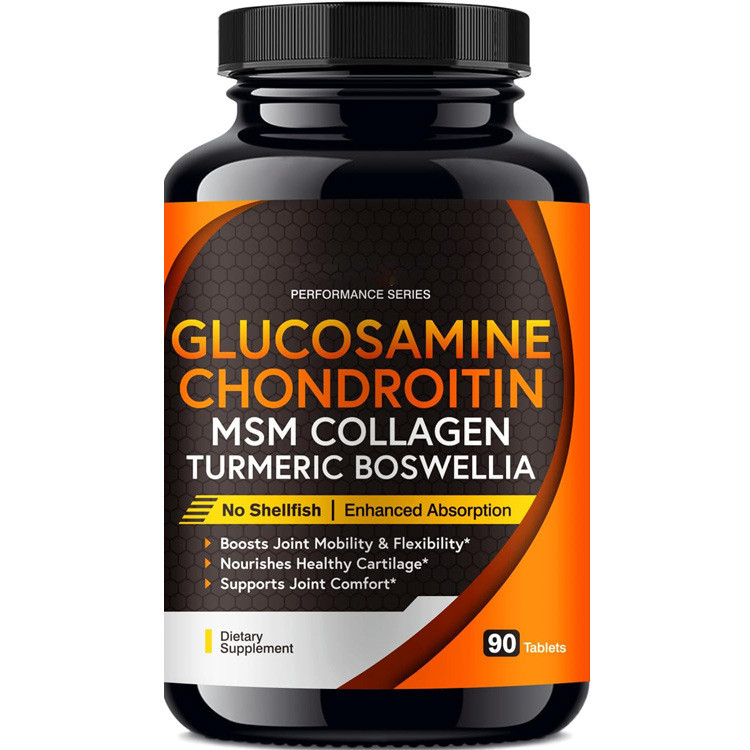 กลูโคซามีน คอนโดรอิติน คอมเพล็กซ์ แคปซูล 90 แคปซูล MSM/คอลลาเจน/ขมิ้นเพื่อปรับปรุงความยืดหยุ่นของข้อ