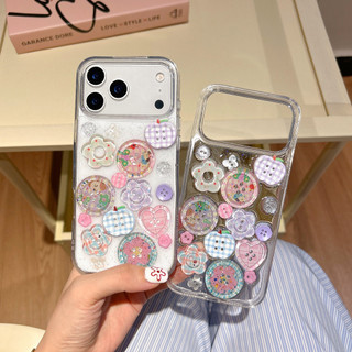 Casing for iPhone 16e 17air 17 16 15 11 14 13 12 Pro Max Plus case New Practical Resin fashion personality Button Girl Phone Case Clear Shockproof