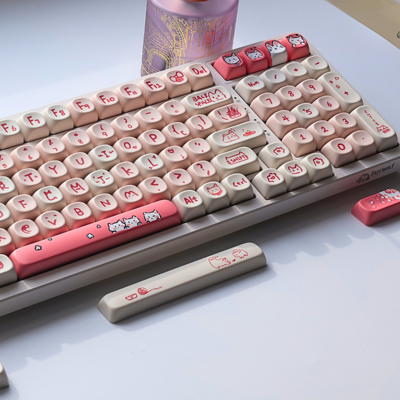 คีบอร์ด keyboard keyboard mechanical คีย์บอร์ด Pink Meow คีย์บอร์ด Keycap MOA High Creative Unique K