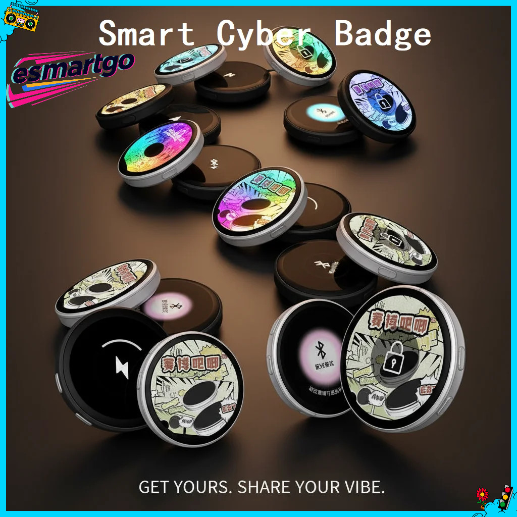 Dynamic Electronic Anime E-Badge Display Pin Phototag Smart Cyber Badge 1.7 นิ้วจอแสดงผล Hd บลูทูธจอแสดงผลอิเล็กทรอนิกส์