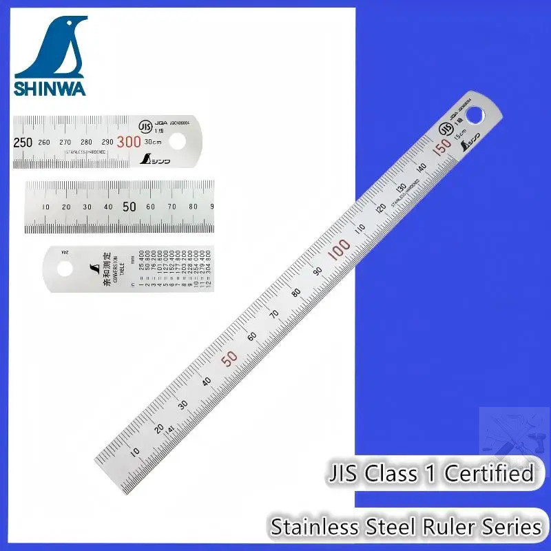 ชินวา SHINWA 21573 สูง-ความแม่นยํา จิส ไม้บรรทัดสแตนเลสหนาขนาดไม้บรรทัดเหล็ก เคลือบ แกะ ฟินิชไม้บรรทัด 15 ซม. 30 ซม. 60 ซม. 100 ซม.