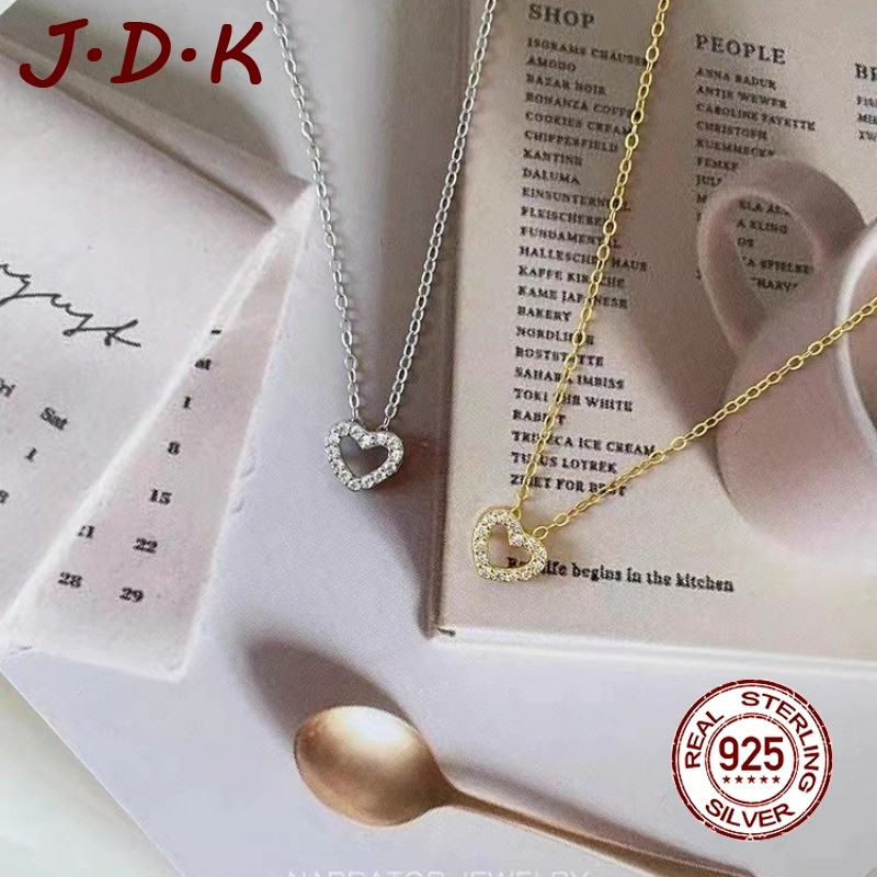 JDK 925 Silver Heart Pendant สร้อยคอทอง 18K