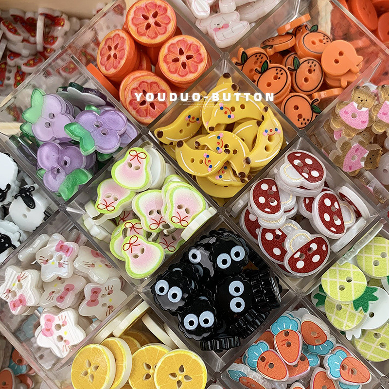 ปุ่มผลไม้น่ารัก ขนาด 9~18 มม. สีครีม สำหรับงานฝีมือและการเย็บผ้า