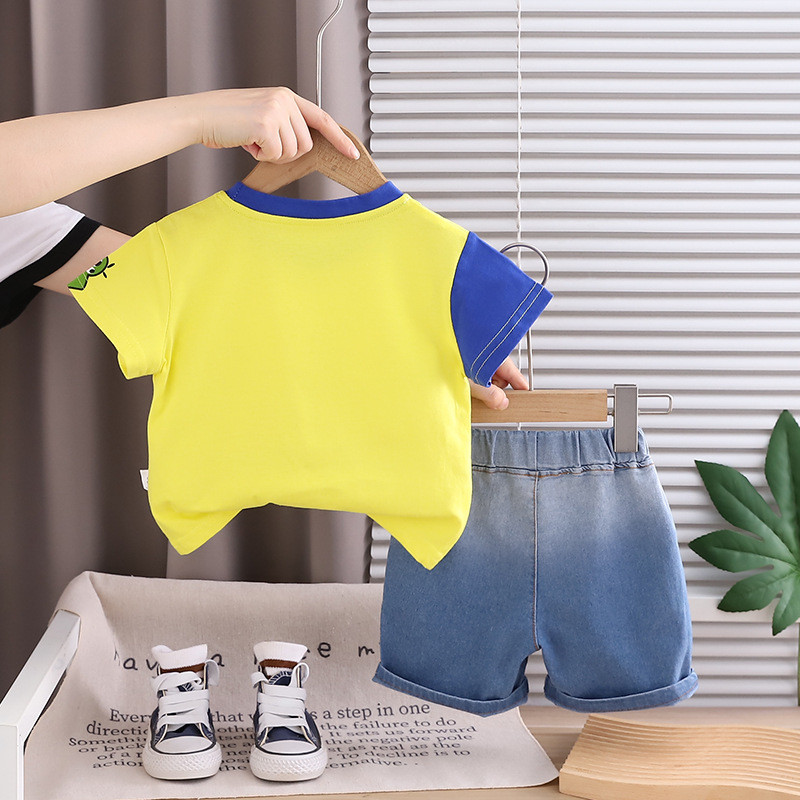 2026ใหม่0-5ปี ใหม่เด็กทารกเด็กหญิงฤดูร้อนเสื้อผ้าเด็กทารกการ์ตูนรถขุดทีเสื้อ+กางเกงขาสั้นผ้ายีนส์2ชิ้น/เซ็ตเด็กเสื้อผ้าวอร์มชุด - รูปที่ 2