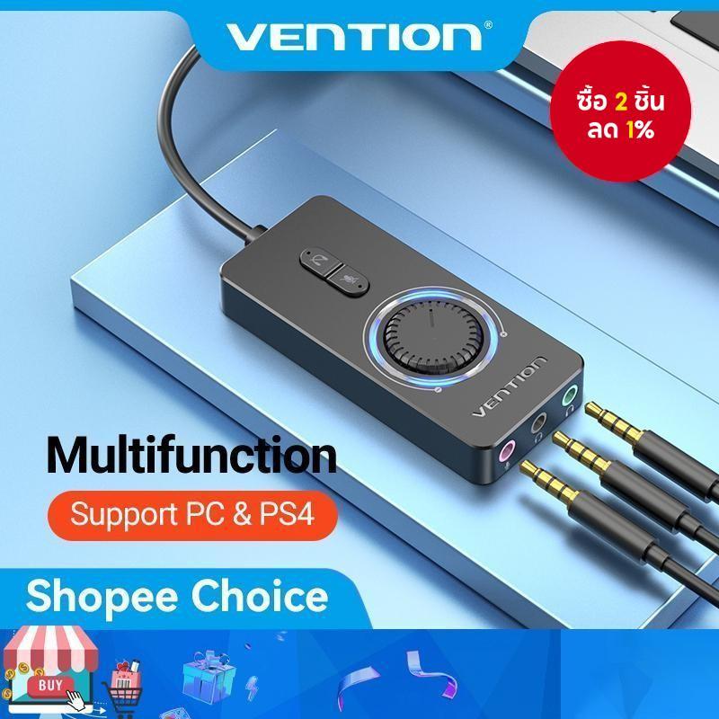 การ์ดเสียง Vention USB เป็น 3.5 มม. พร้อมปุ่มควบคุมระดับเสียงสําหรับลําโพงแล็ปท็อป